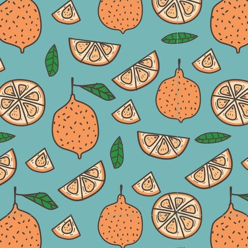 Orange Slice and Leaves Pattern Boho Blank Birthday Greeting Card Instant Download Printable