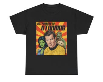 Koszulka walentynkowa Star Trek w stylu komiksowym: Kirk, ustaw fazery do oszałamiającej koszulki pop-art Orion i Gorn