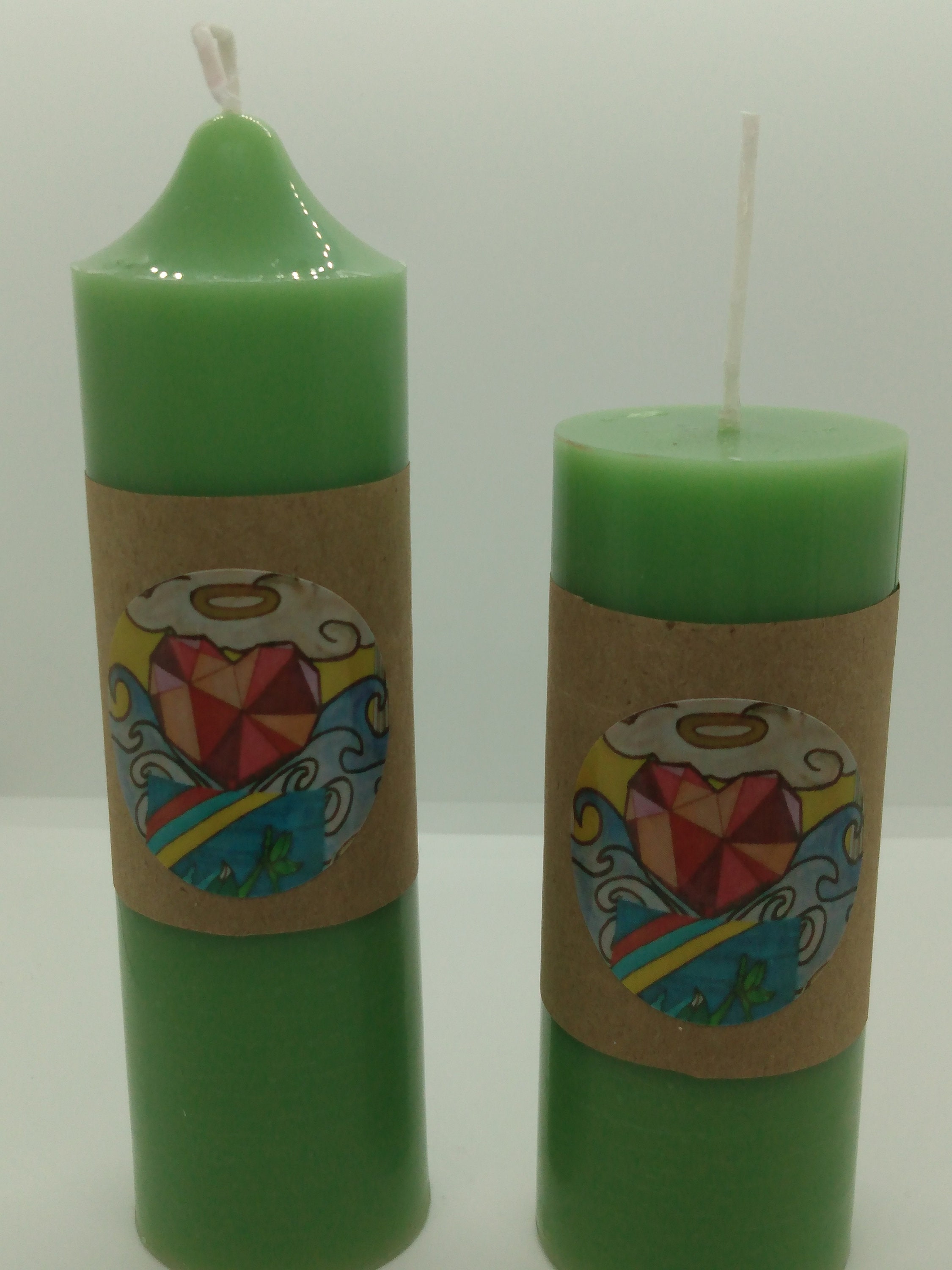2 beeswax pillar candles crystal chips inside Etsy