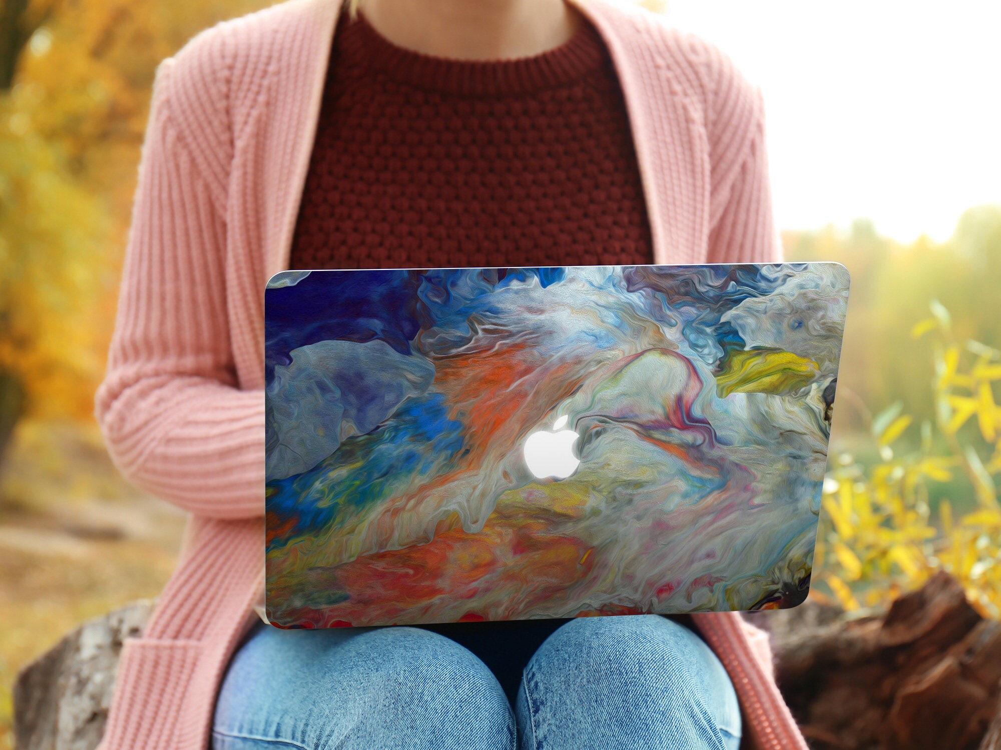 Multicolored Oil Paint Stains Print Premium Vinyl Skin for Etsy