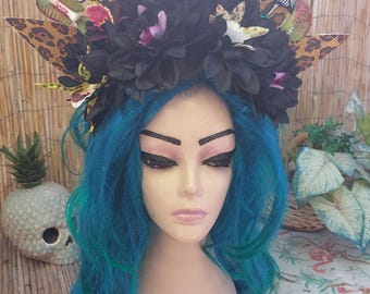 Spooky Venus Flytrap Headpiece: Tropical Goth Flamingo Headband