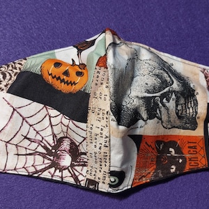 Discontinued Halloween Fabric Adult Face Mask, SAME DAY SHIPPING !!, Gothic Halloween Spooky Scary Skull Spiderweb.....