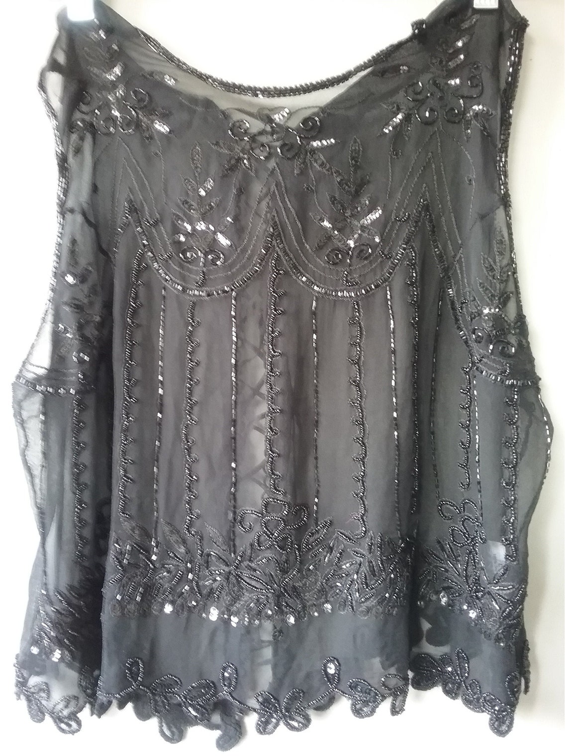 Vintage Black Lace Beaded Blouse Laced up Top Increíble Etsy