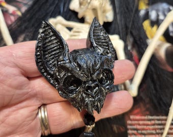 Vampire Bat Skull Brooch with Coffin Charm, Spooky Season, Dracula, Taxidermy, Witchcraft, Gothic....