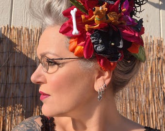 Spooky Tiki Tropical Hair Flower with Venus Flytraps and Scoobidoo,  Statement Flower, Pinup Look....