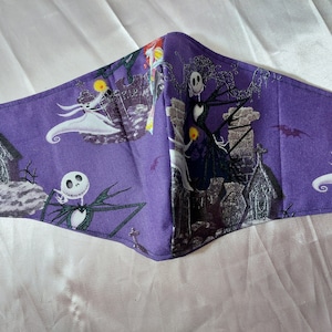 Jack Skellington w Sally Adult Face Mask, Tim Burton s Nightmare b4 Christmas, Disney, Pumpkin King, Skeleton.....