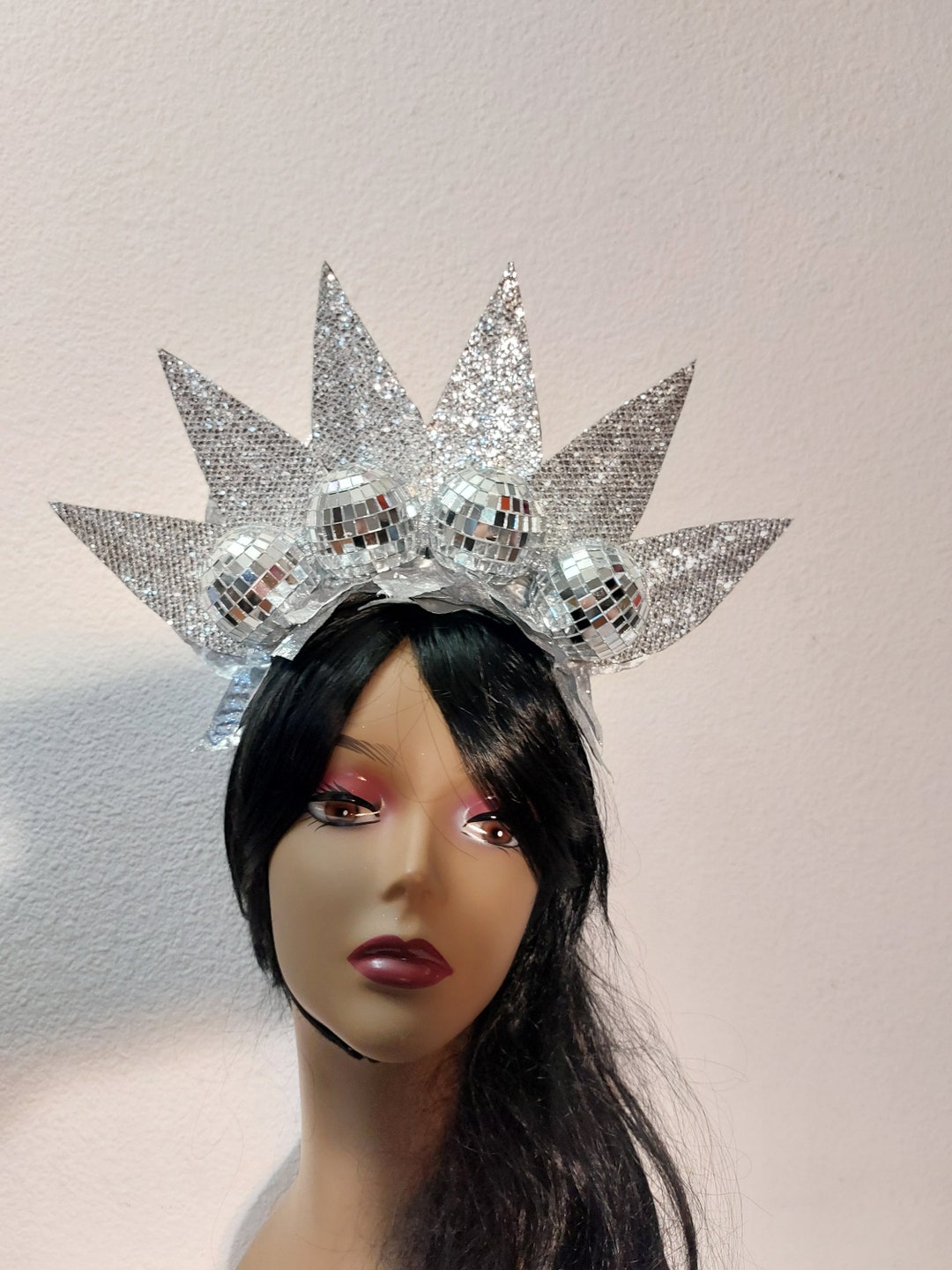 Disco Ball Headpiece Headdress Queen of the Disco Silver Etsy