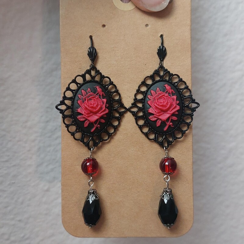 The Romance of the Black Rose Earrings
