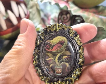 Audrey 2 Feed Me Cameo Brooch, Little Shop of Horrors, Carnivorous Plant, Man Eater ....