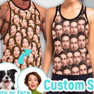 Custom Tank Top for Women Men Personalized Photo on Tank Top Sleeveless Shirt Dog Cat Women Tank Top Funny Face Tank Top Gift for Him Her BF