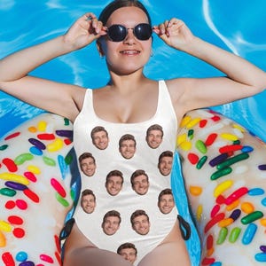 Custom Face Swimsuit, Personalized Bride Bathing Suits, Photo Swimwear Bikini, One Piece Swimsuit, Bridesmaids Party Gift for Women