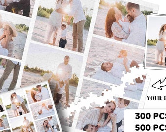 Custom Photo Collage Puzzle Personalized 300-500-1000 Pieces Wooden Puzzle Customized Family Photo Wooden Puzzle Birthday Gift for Him Her