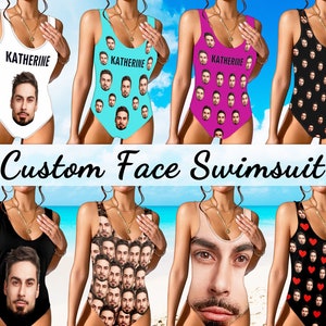 Custom Face Swimsuit Personalized Women Swimsuit with Face Face on Bathing Suits Bikini Swimwear  Bachelor Party Birthday Anniversary Gift