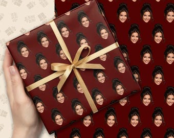 Custom Wrapping Paper with Face, Personalized Photo Gift Wrap, Christmas Gifts Wrapped