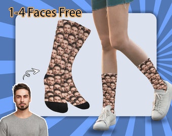 Custom Face Photo Socks, Personalized Multi Face Socks, Picture Socks, Fathers Day Photo Gift, Parent Birthday Christmas Gift