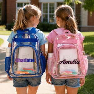Custom Clear PVC Backpack, Personalized Name Backpack For Kids, Back to School Gift