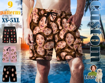 Custom Face Men Swimwear Personalized Men Bathing Suit Face on Beach Shorts Custom Face Swim Trunk Party Vacation Father&#39;s Day Gift for Dad