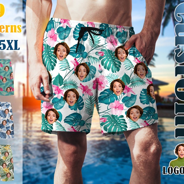 Custom Face Men Swimwear Personalized Men Bathing Suit Face on Beach Shorts Custom Face Swim Trunk Party Vacation Father's Day Gift for Dad