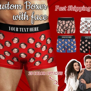 Face Photo on Underwear Valentine's Day Gift, Custom Face Boxers,  Personalized P
