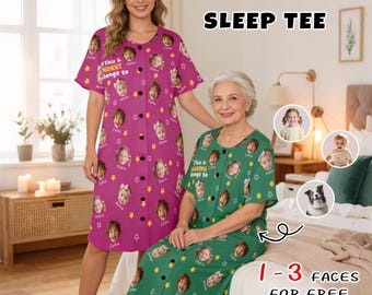 This Grandma Mom Belongs to Pajama Dress, Personalized Photo Sleepwear, Nightgown with Photo, Mother's Day Gift