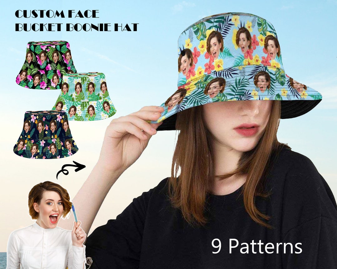 Tropical Pattern Hat Custom Face Unisex Bucket Hat Personalized Cotton ...