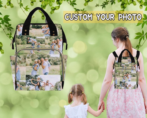 Custom Photo Mommy Bag Personalized Waterproof Large Diaper Bag Backpack Custom Picture Collage Backpack Mother's Day New Mom Birthday Gift