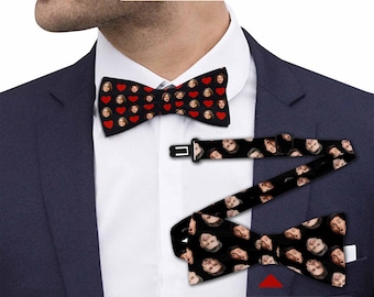 Custom Face Bowtie, Personalized Funny Photo Bow Tie, Wedding Bowtie, Groomsmen