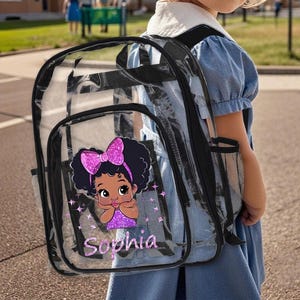 Custom Clear Backpack with Name, Personalized Game Backpack, PVC Transparent Name Bag, Water Proof Backpack for School