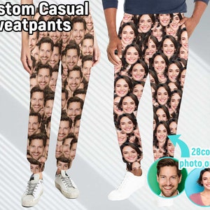 Custom Face Sweatpants with Pockets Personalized Photo Casual Track Pants Men Women Jogger Sweatpants with Face Sweat Pants for Him Her