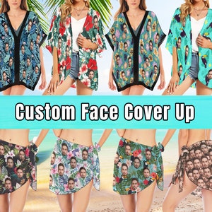 Custom Face Cover up Swimsuit Cover up Personalized Photo Beach Cover up Beach Sarong Wrap Beach Wrap Skirt Bachelor Vacation Party Cover up