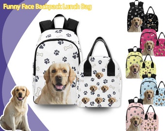 Custom Cat Dog Face Bag Personalized Pet Photo Backpack Multi Pictures Backpack Funny Bags Gift For Friends  Pet Lover's Bag Casual Bag