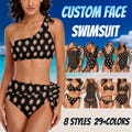 Custom Photo Women's Bikin, Personalized One-Piece Swimsuit, Custom Husband's Face Swimwear, Holiday Bathing Suit