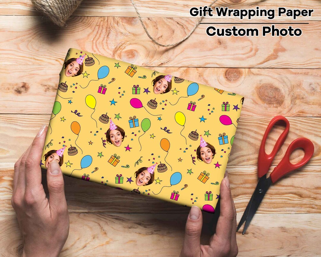 Birthday Wrapping Paper Custom Face Gift Wrap Funny Photo Printed