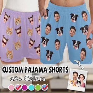 Custom Face Pajama Shorts for Women Men Photo Pajama Shorts Custom Pajama Pants with Face Pajama Bottoms Christmas Birthday Gift for Him Her