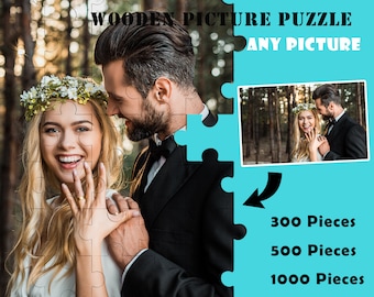 Customized Photo Jigsaw Puzzle 300-1000 Pieces Wooden Jigsaw Puzzle with Your Photo Personalized Picture Puzzle Wedding Gift for Friend Her