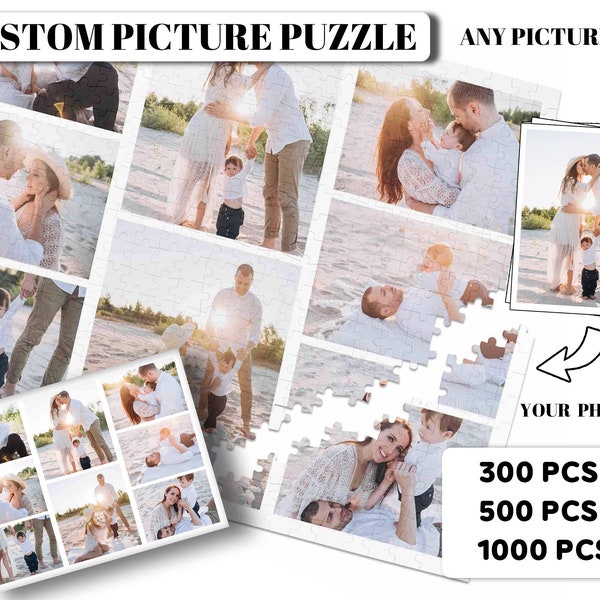 Custom Photo Collage Puzzle Personalized 300-500-1000 Pieces Wooden Puzzle Customized Family Photo Wooden Puzzle Birthday Gift for Him Her