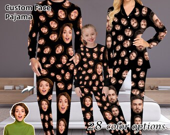 Pigiama a maniche lunghe con volto personalizzato per donne, uomini e bambini, per anniversario, compleanno, addio al nubilato, San Valentino, regalo per fidanzate.