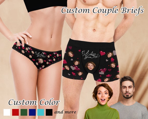 Custom Face Couple Brief for Men Women Personalized Christmas Birthday  Valentine Gift Face Couple Underwear for Her Him 