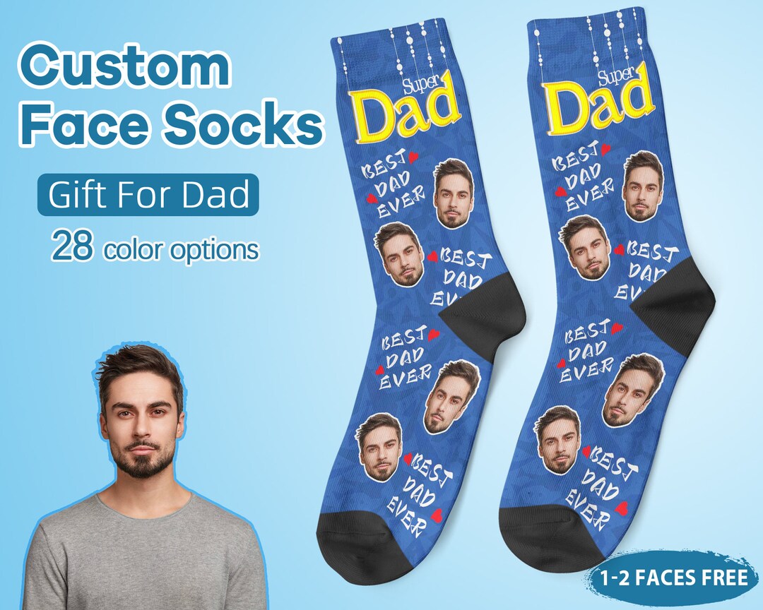 Custom Photo Socks Funny Personalized Dad Face on Socks Picture Crew