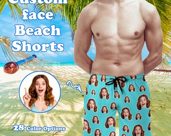 Custom Face Men Swimwear Personalized Men Bathing Suit Face on Beach Shorts Custom Face Swim Trunk Party Vacation Father's Day Gift for Him