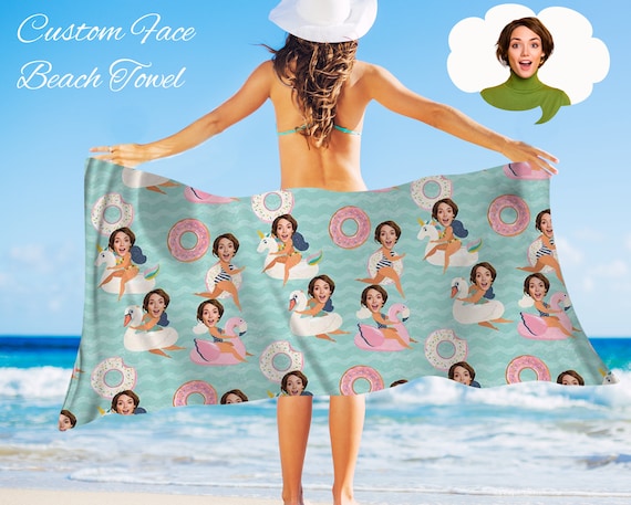 Funny Unique Pool Towel,Personalized Picture Beach Towel,Custom Face Bath Towel,Beach Towel With Face,Funny Vacation Towel,Gift for Her