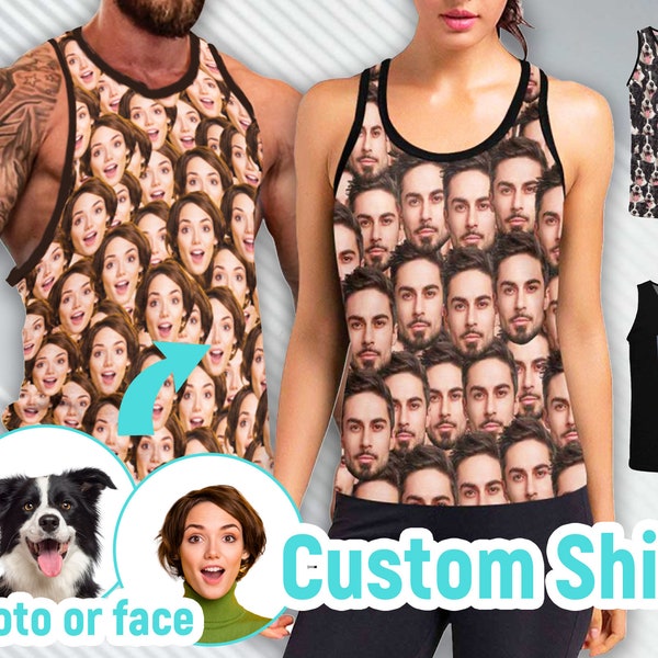 Custom Tank Top for Women Men Personalized Photo on Tank Top Sleeveless Shirt Dog Cat Women Tank Top Funny Face Tank Top Gift for Him Her BF