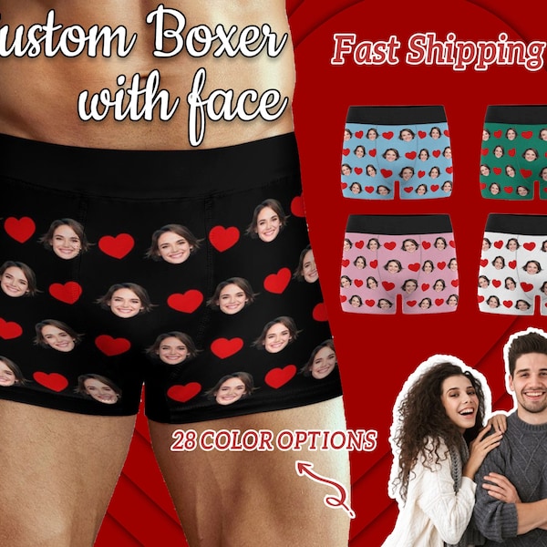 Custom Face Boxers for Boyfriend Husband Personalized Men Underwear with Face Custom Photo Boxer Briefs Valentine Anniversary Gifts for Him