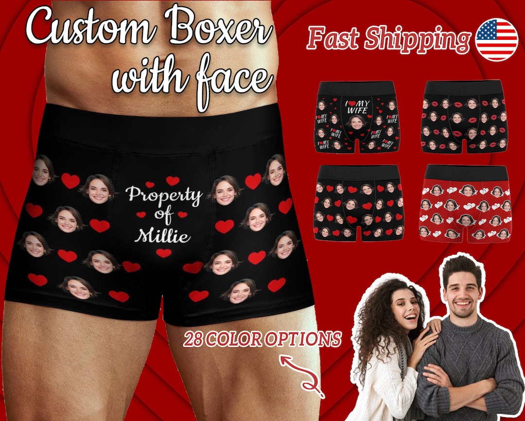 Custom Face Boxers for Boyfriend Husband Personalized Men Boxers With Face Men Underwear Face