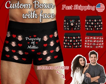 Custom Face Boxers for Boyfriend Husband Personalized Men Boxers with Face Men Underwear Face Boxer Briefs Anniversary Valentine Gift