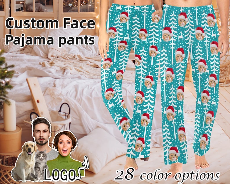 Custom Photo Xmas Pajama Pants for Women Men Funny Cat Dog Etsy