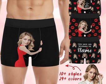 Personalized Men's Boxer Briefs, Custom Photo Underwear, Anniversary Gift for Him