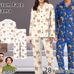 Christmas pajams for women men dog face pajamas custom photo pajama set personalized pajama pants with face Birthday pajama gift for him her family