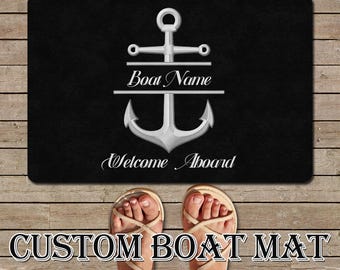 Personalized Boat Welcome Mat, Custom Boat Name Mat, Nautical Boat Gifts, Gift for Boat Owner, Boat Accessories