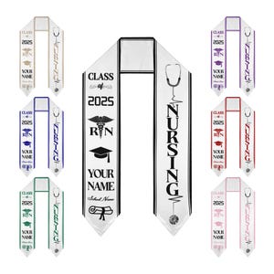 Custom Nursing Sash Healthcare Grad Gift Personalized Honor Stole for 2025 Healthcare Grads RN Graduation Stole with Printed Photos